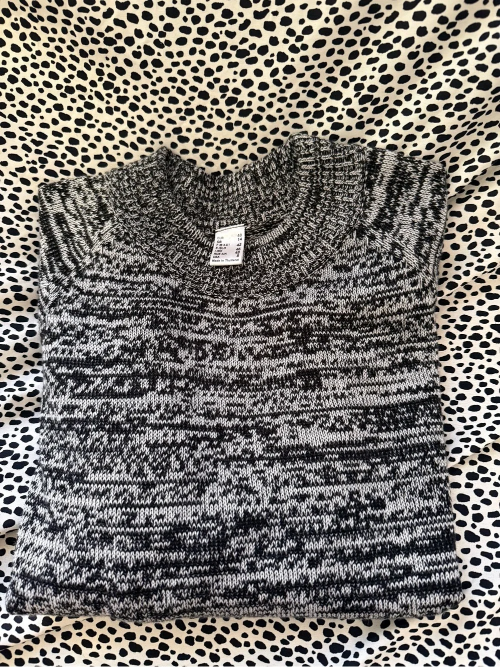 Marled Crewneck Sweater - Black & White